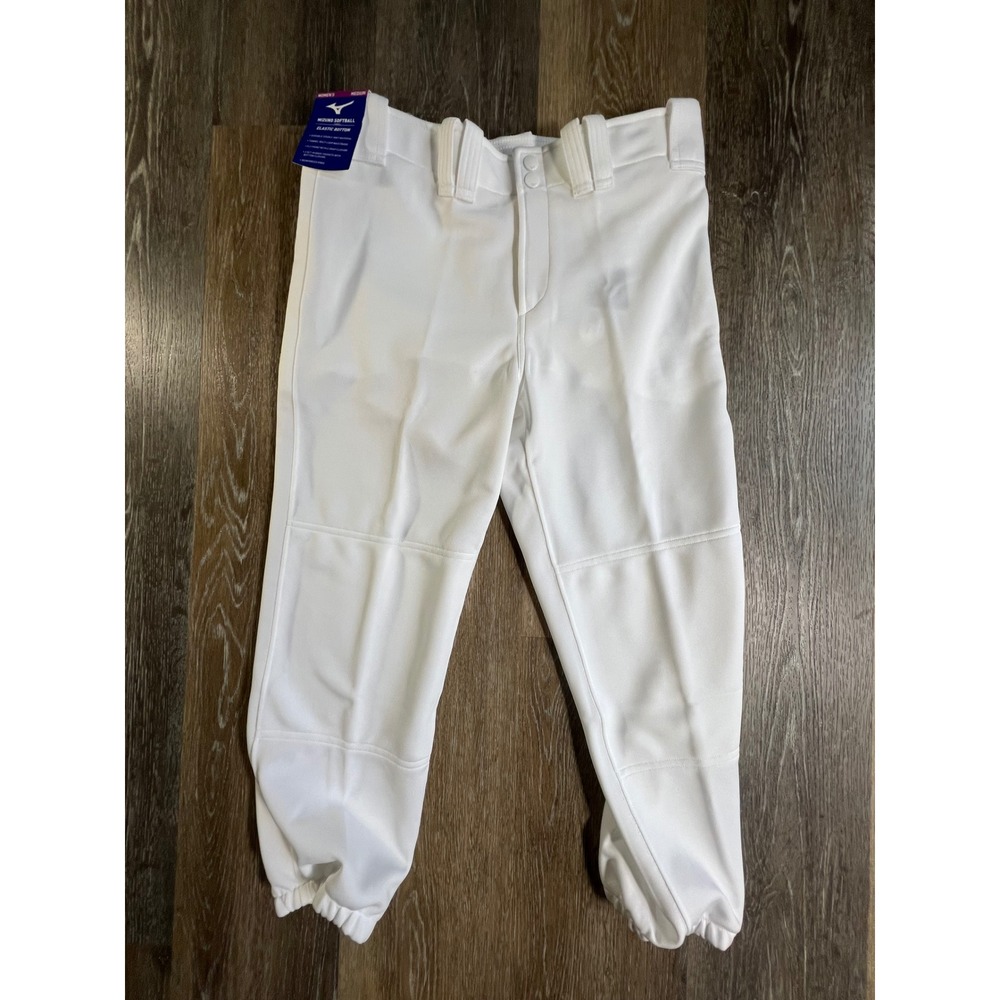 Mizuno Softball Pants Women Medium White Elastic Bottom Reinforced Knee 350153